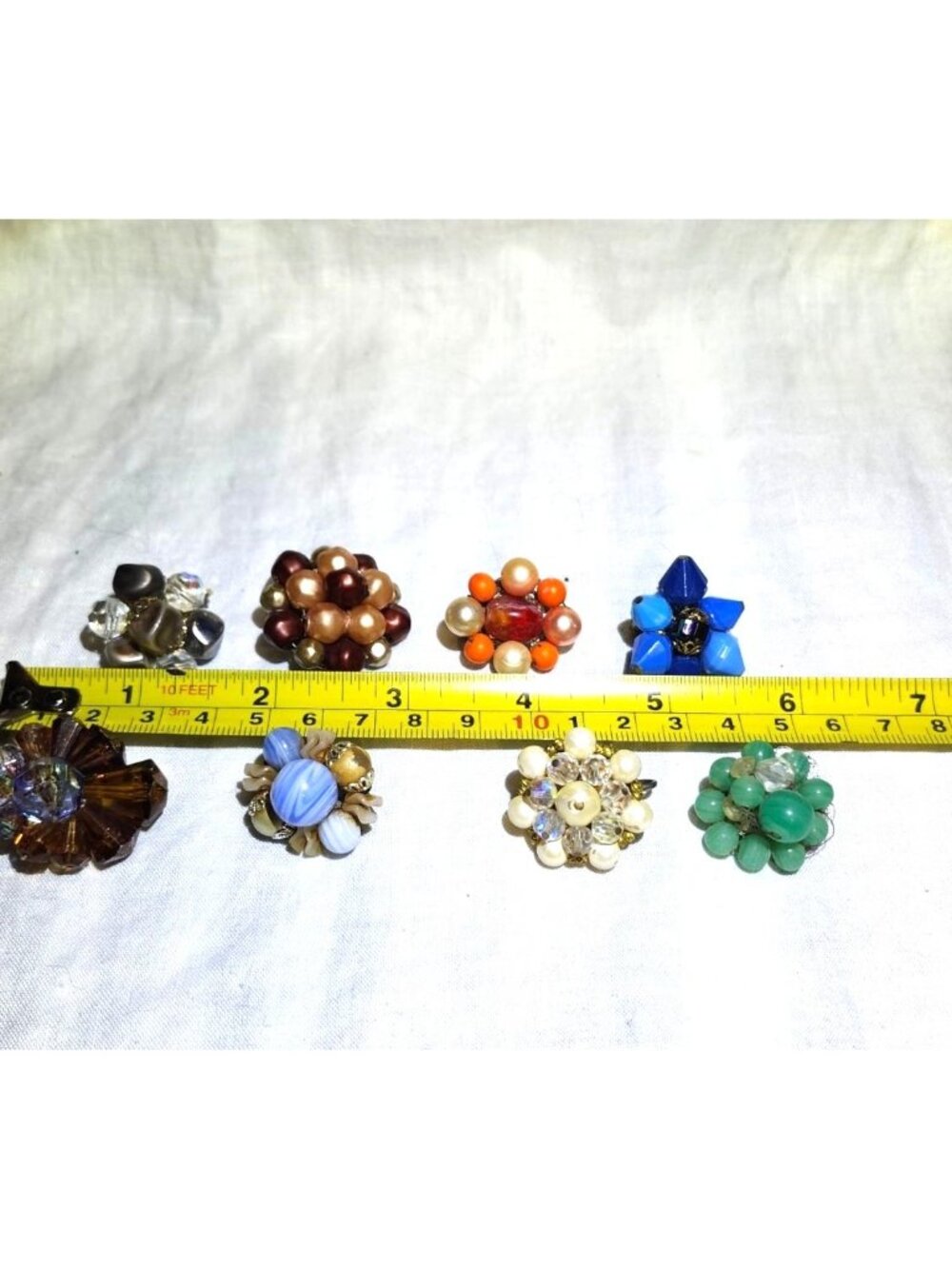 Vintage MCM Clip-On Earrings Lot - 8  Lucite Glass Acrylic Beads Assorted Colors - Picture 11 of 11